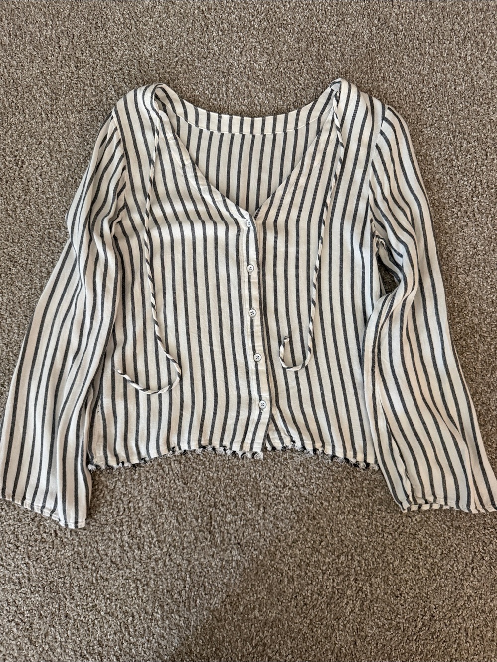 Madewell Black and White Striped Button-Front Top